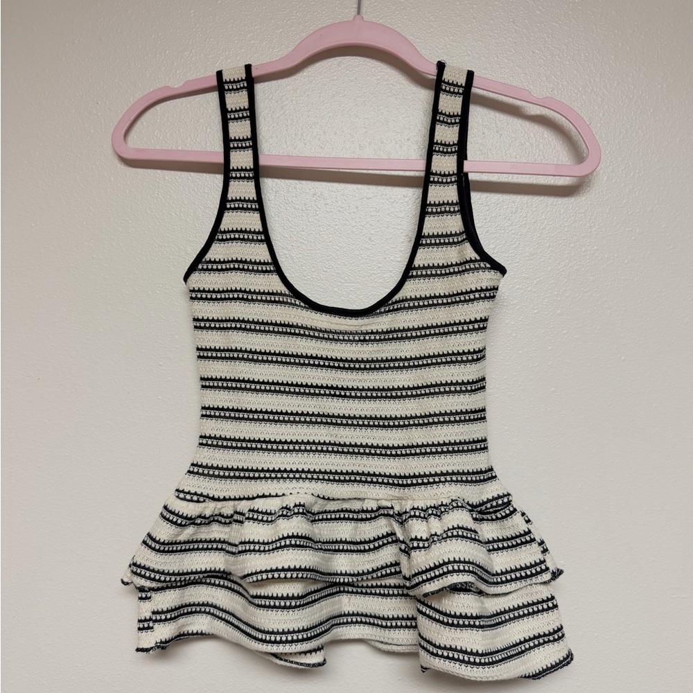 Striped, Knitted, Ruffle Tank from H&M
